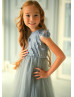 Cap Sleeve Lace Tulle Flower Girl Dress